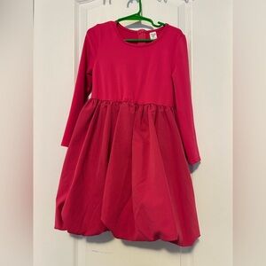 Girl Hot Pink Long Sleeve Bubble Dress